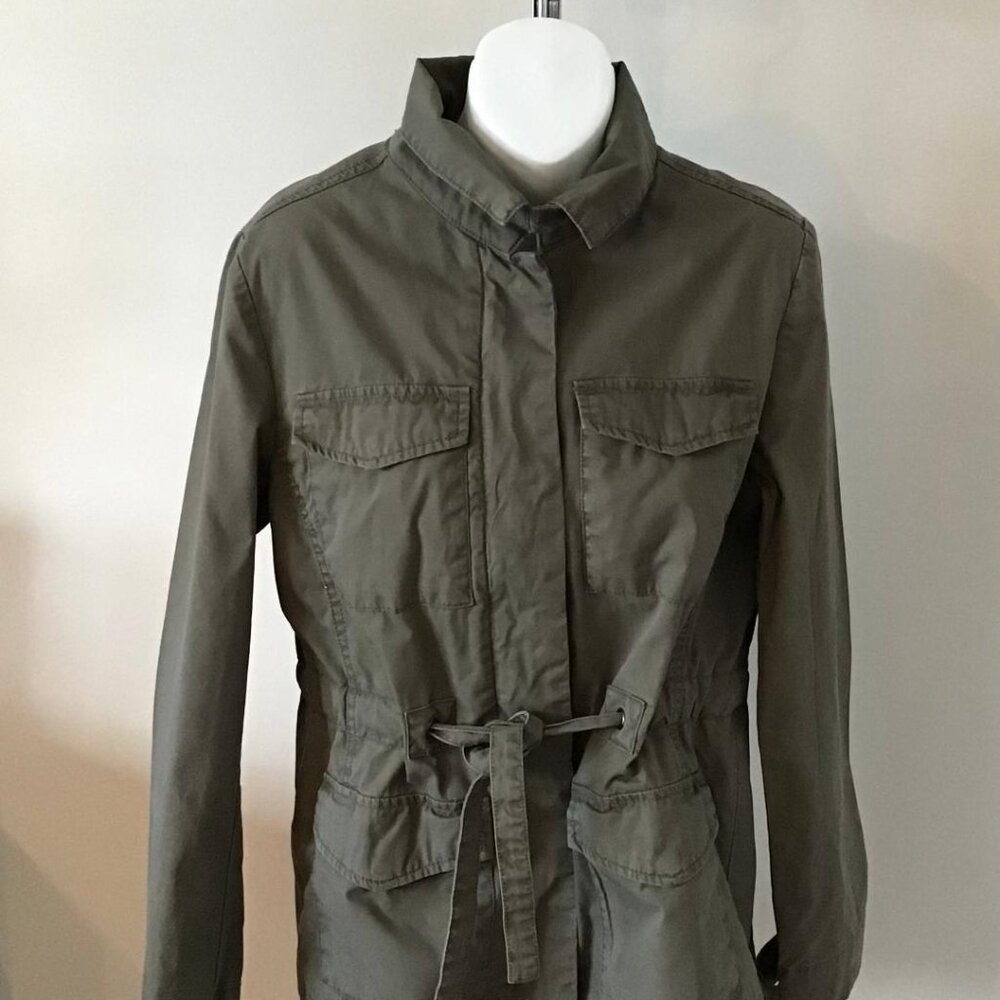 Gap Utility Jacket Womens M Green Lightweight Drawstring Waist Grunge Chore Barn